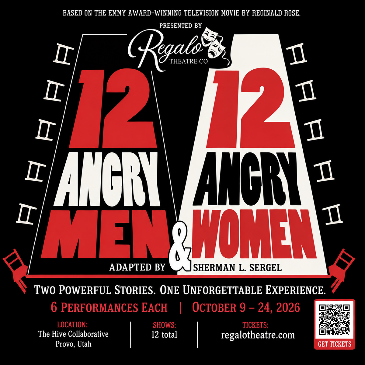 Twelve Angry Men and Twelve Angry Women, six performances each at The Hive Collaborative in Provo, October 9 through 24, 2026